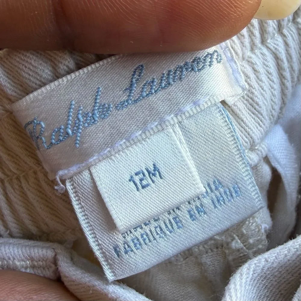 Ralph Lauren Baby Stretch Chino Shorts Sand 12M Classic Preppy Summer Minimal
